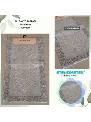 ÇAPA HOME PAMUK 2'Lİ BANYO PASPASI AÇIK GRİ 8696474231916